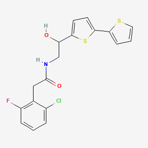 molecular formula C18H15ClFNO2S2 B2614289 N-(2-{[2,2'-bithiophene]-5-yl}-2-hydroxyethyl)-2-(2-chloro-6-fluorophenyl)acetamide CAS No. 2320572-44-7