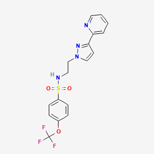 molecular formula C17H15F3N4O3S B2614300 N-(2-(3-(吡啶-2-基)-1H-吡唑-1-基)乙基)-4-(三氟甲氧基)苯磺酰胺 CAS No. 1448028-96-3