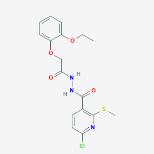 molecular formula C17H18ClN3O4S B2614304 6-chloro-N'-[2-(2-ethoxyphenoxy)acetyl]-2-(methylsulfanyl)pyridine-3-carbohydrazide CAS No. 1384614-24-7