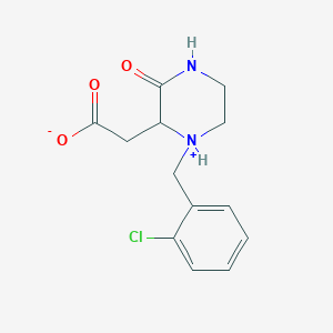 molecular formula C13H15ClN2O3 B261432 2-[1-[(2-Chlorophenyl)methyl]-3-oxopiperazin-1-ium-2-yl]acetate 