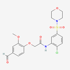 molecular formula C20H21ClN2O7S B2614321 N-(2-chloro-5-morpholin-4-ylsulfonylphenyl)-2-(4-formyl-2-methoxyphenoxy)acetamide CAS No. 876903-74-1