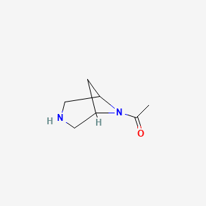 molecular formula C7H12N2O B2614325 1-{3,6-二氮杂双环[3.1.1]庚烷-6-基}乙烷-1-酮 CAS No. 1474024-25-3