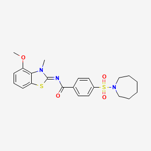 molecular formula C22H25N3O4S2 B2614330 (E)-4-(azepan-1-ylsulfonyl)-N-(4-methoxy-3-methylbenzo[d]thiazol-2(3H)-ylidene)benzamide CAS No. 441291-45-8