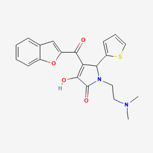 molecular formula C21H20N2O4S B2614350 4-(benzofuran-2-carbonyl)-1-(2-(dimethylamino)ethyl)-3-hydroxy-5-(thiophen-2-yl)-1H-pyrrol-2(5H)-one CAS No. 618365-04-1