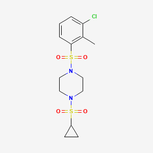 molecular formula C14H19ClN2O4S2 B2614356 1-((3-Chloro-2-methylphenyl)sulfonyl)-4-(cyclopropylsulfonyl)piperazine CAS No. 1226455-82-8