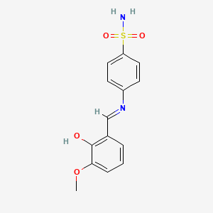 molecular formula C14H14N2O4S B2614363 4-{[(1E)-(2-hydroxy-3-methoxyphenyl)methylene]amino}benzenesulfonamide CAS No. 58757-65-6