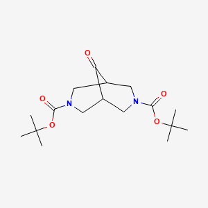 molecular formula C17H28N2O5 B2614365 Di-tert-butyl 9-oxo-3,7-diaza-bicyclo[3.3.1]nonane-3,7-dicarboxylate CAS No. 1664366-95-3