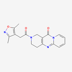 molecular formula C18H18N4O3 B2614367 2-(2-(3,5-dimethylisoxazol-4-yl)acetyl)-3,4-dihydro-1H-dipyrido[1,2-a:4',3'-d]pyrimidin-11(2H)-one CAS No. 2034531-28-5