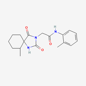 molecular formula C18H23N3O3 B2614370 2-(6-甲基-2,4-二氧代-1,3-二氮杂螺[4.5]癸-3-基)-N-(邻甲苯基)乙酰胺 CAS No. 566144-93-2