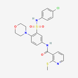 molecular formula C23H23ClN4O4S2 B2614376 N-[3-[(4-chlorophenyl)sulfamoyl]-4-morpholin-4-ylphenyl]-2-methylsulfanylpyridine-3-carboxamide CAS No. 794585-40-3
