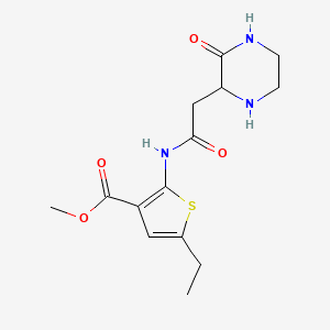 molecular formula C14H19N3O4S B2614384 Methyl 5-ethyl-2-{[(3-oxo-2-piperazinyl)acetyl]amino}-3-thiophenecarboxylate CAS No. 1008244-05-0