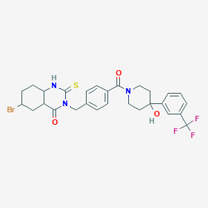 6-Bromo-3-[(4-{4-hydroxy-4-[3-(trifluoromethyl)phenyl]piperidine-1-carbonyl}phenyl)methyl]-2-sulfanylidene-1,2,3,4-tetrahydroquinazolin-4-one