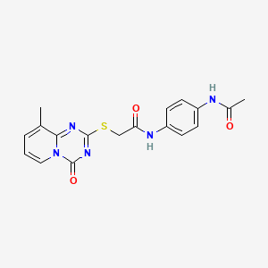 molecular formula C18H17N5O3S B2614416 N-(4-acetamidophenyl)-2-(9-methyl-4-oxopyrido[1,2-a][1,3,5]triazin-2-yl)sulfanylacetamide CAS No. 896341-80-3
