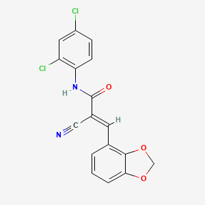 molecular formula C17H10Cl2N2O3 B2614421 (E)-3-(1,3-benzodioxol-4-yl)-2-cyano-N-(2,4-dichlorophenyl)prop-2-enamide CAS No. 1181461-36-8