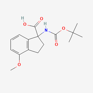 molecular formula C16H21NO5 B2614433 1-((叔丁氧羰基)氨基)-4-甲氧基-2,3-二氢-1H-茚满-1-羧酸 CAS No. 2089650-26-8