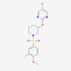 molecular formula C17H20BrN3O4S B2614434 5-Bromo-2-((1-((4-methoxy-3-methylphenyl)sulfonyl)piperidin-3-yl)oxy)pyrimidine CAS No. 2034579-33-2