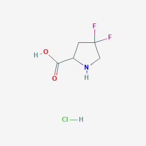 molecular formula C5H8ClF2NO2 B2614441 4,4-Difluoropyrrolidine-2-carboxylic acid hydrochloride CAS No. 1354949-90-8