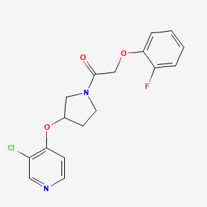 molecular formula C17H16ClFN2O3 B2614444 1-(3-((3-Chloropyridin-4-yl)oxy)pyrrolidin-1-yl)-2-(2-fluorophenoxy)ethanone CAS No. 2034314-94-6