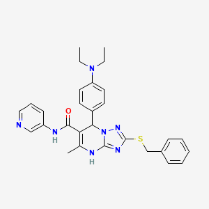 molecular formula C29H31N7OS B2614459 2-(benzylthio)-7-(4-(diethylamino)phenyl)-5-methyl-N-(pyridin-3-yl)-4,7-dihydro-[1,2,4]triazolo[1,5-a]pyrimidine-6-carboxamide CAS No. 536985-37-2