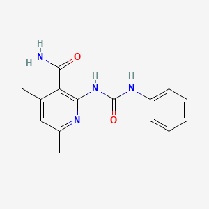 molecular formula C15H16N4O2 B2614461 2-[(Anilinocarbonyl)amino]-4,6-dimethylnicotinamide CAS No. 338975-99-8