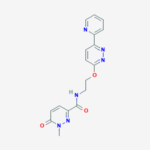 molecular formula C17H16N6O3 B2614488 1-methyl-6-oxo-N-(2-((6-(pyridin-2-yl)pyridazin-3-yl)oxy)ethyl)-1,6-dihydropyridazine-3-carboxamide CAS No. 1257551-03-3