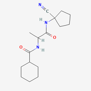 molecular formula C16H25N3O2 B2614489 N-[1-[(1-Cyanocyclopentyl)amino]-1-oxopropan-2-yl]cyclohexanecarboxamide CAS No. 1436010-89-7