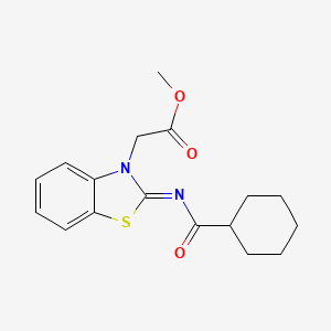 (Z)-methyl 2-(2-((cyclohexanecarbonyl)imino)benzo[d]thiazol-3(2H)-yl)acetate
