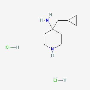 molecular formula C9H20Cl2N2 B2614508 4-(Cyclopropylmethyl)piperidin-4-amine dihydrochloride CAS No. 1779124-66-1