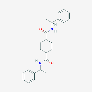 molecular formula C24H30N2O2 B261456 N1,N4-双(1-苯乙基)环己烷-1,4-二甲酰胺 