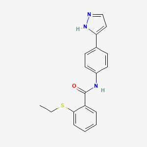 N-(4-(1H-pyrazol-3-yl)phenyl)-2-(ethylthio)benzamide