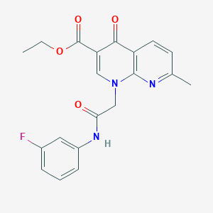 molecular formula C20H18FN3O4 B2614572 Ethyl 1-(2-((3-fluorophenyl)amino)-2-oxoethyl)-7-methyl-4-oxo-1,4-dihydro-1,8-naphthyridine-3-carboxylate CAS No. 932322-94-6