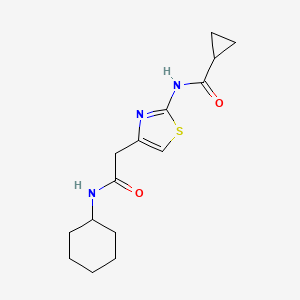 molecular formula C15H21N3O2S B2614580 N-(4-(2-(cyclohexylamino)-2-oxoethyl)thiazol-2-yl)cyclopropanecarboxamide CAS No. 923113-96-6