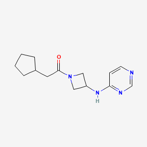 molecular formula C14H20N4O B2614629 2-环戊基-1-{3-[(嘧啶-4-基)氨基]氮杂环丁-1-基}乙酮 CAS No. 2097871-92-4