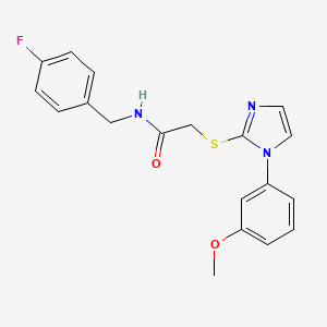 molecular formula C19H18FN3O2S B2614630 N-[(4-fluorophenyl)methyl]-2-[1-(3-methoxyphenyl)imidazol-2-yl]sulfanylacetamide CAS No. 851132-49-5