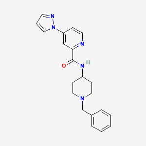 molecular formula C21H23N5O B2614636 N-(1-苄基哌啶-4-基)-4-(1H-吡唑-1-基)吡啶甲酰胺 CAS No. 1421483-49-9