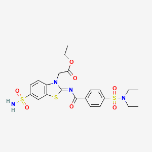molecular formula C22H26N4O7S3 B2614678 Ethyl 2-[2-[4-(diethylsulfamoyl)benzoyl]imino-6-sulfamoyl-1,3-benzothiazol-3-yl]acetate CAS No. 865247-52-5