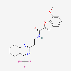 molecular formula C21H20F3N3O3 B2614696 7-methoxy-N-(2-(4-(trifluoromethyl)-5,6,7,8-tetrahydroquinazolin-2-yl)ethyl)benzofuran-2-carboxamide CAS No. 1396675-79-8