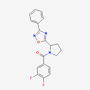 molecular formula C19H15F2N3O2 B2614717 5-[1-(3,4-Difluorobenzoyl)pyrrolidin-2-yl]-3-phenyl-1,2,4-oxadiazole CAS No. 1795398-18-3