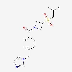 molecular formula C18H23N3O3S B2614727 (4-((1H-imidazol-1-yl)methyl)phenyl)(3-(isobutylsulfonyl)azetidin-1-yl)methanone CAS No. 1797086-91-9