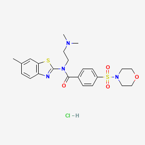 molecular formula C23H29ClN4O4S2 B2614743 N-(2-(dimethylamino)ethyl)-N-(6-methylbenzo[d]thiazol-2-yl)-4-(morpholinosulfonyl)benzamide hydrochloride CAS No. 1217000-16-2