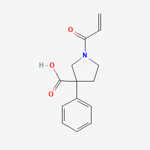 molecular formula C14H15NO3 B2614747 3-Phenyl-1-prop-2-enoylpyrrolidine-3-carboxylic acid CAS No. 2249415-49-2