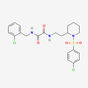 molecular formula C22H25Cl2N3O4S B2614751 N1-(2-chlorobenzyl)-N2-(2-(1-((4-chlorophenyl)sulfonyl)piperidin-2-yl)ethyl)oxalamide CAS No. 898426-11-4