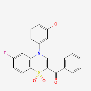molecular formula C22H16FNO4S B2614755 [6-fluoro-4-(3-methoxyphenyl)-1,1-dioxido-4H-1,4-benzothiazin-2-yl](phenyl)methanone CAS No. 1114872-16-0