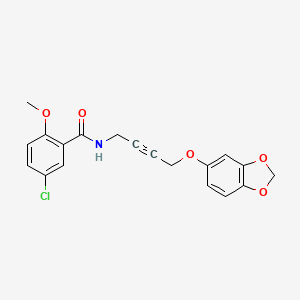 molecular formula C19H16ClNO5 B2614775 N-(4-(benzo[d][1,3]dioxol-5-yloxy)but-2-yn-1-yl)-5-chloro-2-methoxybenzamide CAS No. 1428348-72-4