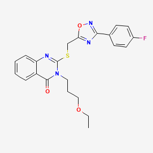 molecular formula C22H21FN4O3S B2614785 3-(3-乙氧基丙基)-2-(((3-(4-氟苯基)-1,2,4-恶二唑-5-基)甲基)硫代)喹唑啉-4(3H)-酮 CAS No. 946328-91-2