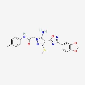2-(5-amino-4-(3-(benzo[d][1,3]dioxol-5-yl)-1,2,4-oxadiazol-5-yl)-3-(methylthio)-1H-pyrazol-1-yl)-N-(2,4-dimethylphenyl)acetamide