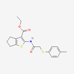 ethyl 2-(2-(p-tolylthio)acetamido)-5,6-dihydro-4H-cyclopenta[b]thiophene-3-carboxylate