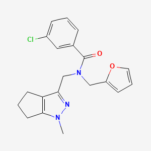 3-chloro-N-(furan-2-ylmethyl)-N-((1-methyl-1,4,5,6-tetrahydrocyclopenta[c]pyrazol-3-yl)methyl)benzamide