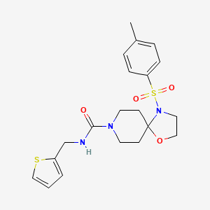 molecular formula C20H25N3O4S2 B2614823 N-(噻吩-2-基甲基)-4-甲苯磺酰基-1-氧杂-4,8-二氮杂螺[4.5]癸烷-8-甲酰胺 CAS No. 1211679-15-0