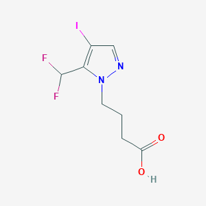 molecular formula C8H9F2IN2O2 B2614837 4-[5-(Difluoromethyl)-4-iodopyrazol-1-yl]butanoic acid CAS No. 1946813-65-5